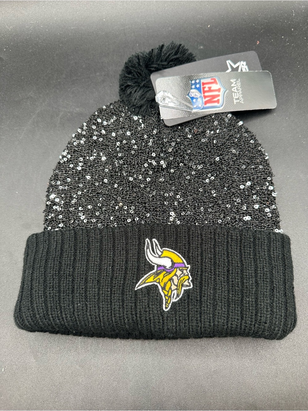 NWT Licensed Starter Minnesota Vikings Knit Beanie Winter Hat NFL Sequins